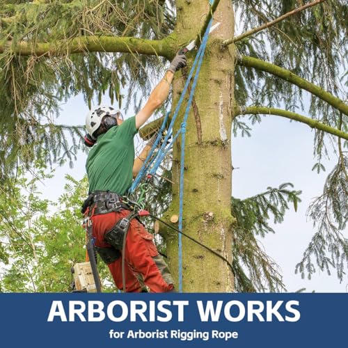 1/2in x 150ft Double Braided Arborist Rigging Rope, 48 Strands Polyester 8000LBS Heavy Duty Climbing Bull Rope for Tree Swing Rappelling Rescue Camping - size: 1/2in x 150ft, style: Blue