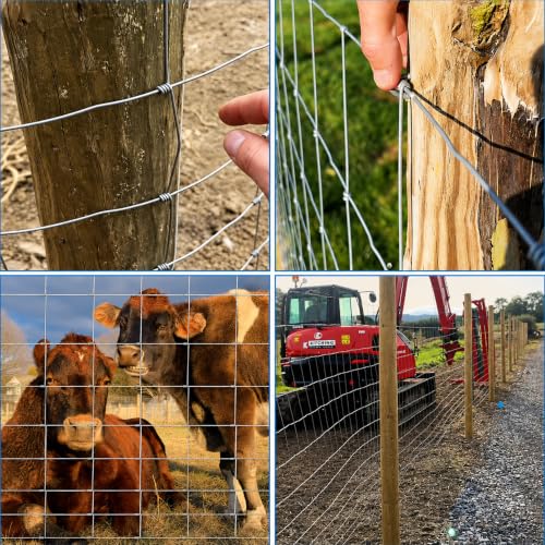 Farm Fence 4ft x 164ft Galvanized Woven Wire Livestock Fence | Heavy Duty Goat Cattle Deer Fence with Hog Wire Mesh for Ranch, Yard, Animal Enclosure, Garden Protection and Farm Boundary - size: 4ft X 164ft
