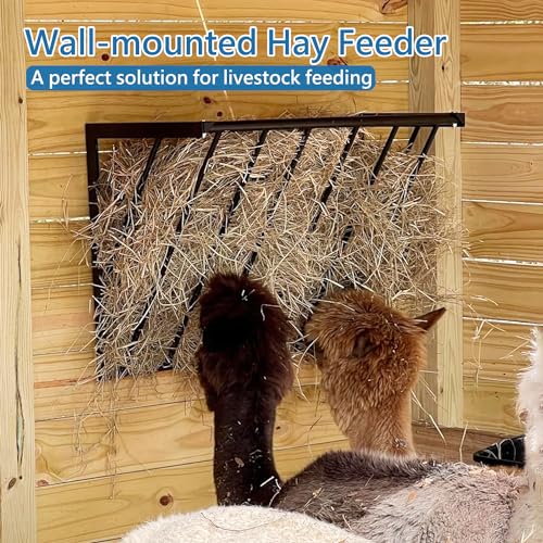 31.5'' Horse Hay Feeder 24 Gallon | Long Livestock Hay Feeder, Carbon Steel Wall Mounted Hay Rack for Horses, Sheep, Goats, Indoor Outdoor Uses - size: 31.5INCH