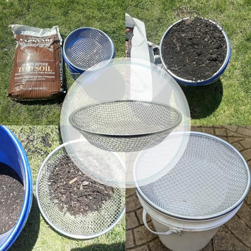 1/4 Inch Soil Sifter for Gardening, Rock Sifter for 5gallon,Compost Sifter Dirt Sifter,Captures Dirt Rocks Sawdust - color: 1/4 Inch