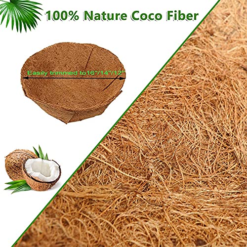 Coconut Hanging Basket Liners, 24 inch Foldable Coco Fiber Pads for 16/14/12 inch Hanging Planter Basket, Natural Coco Planter Basket Liners Replacement for Flowers/Vegetables (Round) - color: 24inch-round