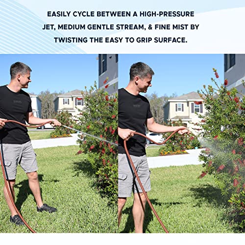 Brass Adjustable Nozzle, Twist Garden Hose Sprayer, Heavy-Duty Power Spray Attachment, High Pressure Water Jet with ¾” Standard Threading, Includes 2 Extra Rubber Washers - 2-PACK - size: Nozzle - 2 Pack