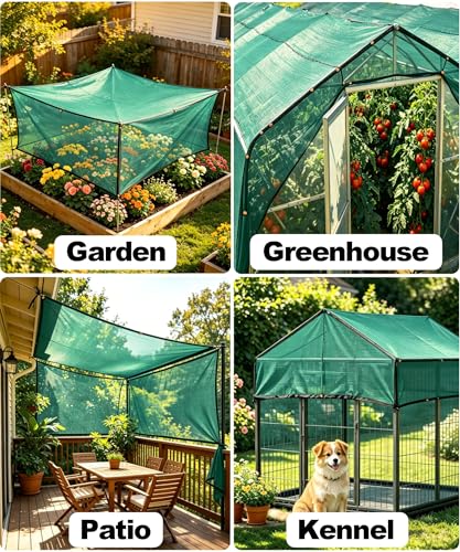 40% Green Shade Cloth, 12ft x 20ft Sun Shade Netting with Grommets | UV Protected Waterproof Garden Plant Cover for Patio, Pergola, Greenhouse, Chicken Coop, Dog Kennel, Car Barn - size: 40%-12 FT x 20 FT