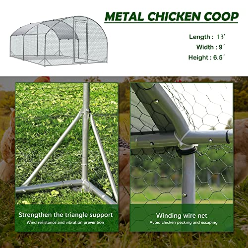 TOLEAD Large Metal Chicken Coop Upgrade Tri-Supporting Wire Mesh Chicken Run,Chicken Pen with Water-Resident and Anti-UV Cover,Duck Rabbit House Outdoor（156.1" L x 108" W x 78" H） - size: 156.1"L x 108.0"W x 78.0"H