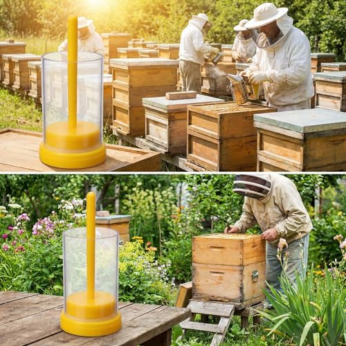 Queen Catcher Marking Bottle for Queen Bees, Clear Tube with Mesh Plunger, Yellow 1 Pack, Beekeeping Tool for Hive Inspections and Controlled Marking
