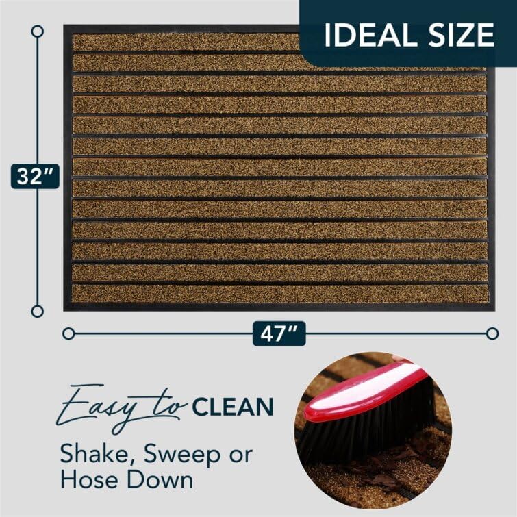 ubdyo Extra Durable Door Mat Outside Entrance (47" x 32", Bright Brown) | Dirt Trapping ,Non-Slip Backing, Indoor or Outdoor Use, Welcome Mat, Low Profile, Natural Rubber, Stain Fade Resistant - color: Bright Brown, size: 47" x 32" (Rectangular)