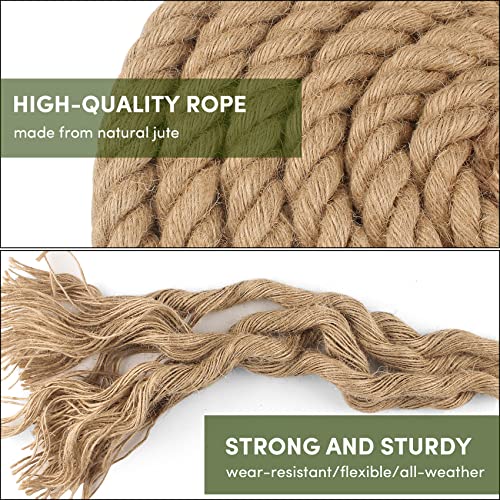 Manila Rope 3/4in x 100ft,Thick Natural Hemp Rope,Twisted Manila Ropes | Large Decorative Nautical Ropes Great for Gardening,Railings,Hammock Nautical - size: 3/4in, style: 100FT