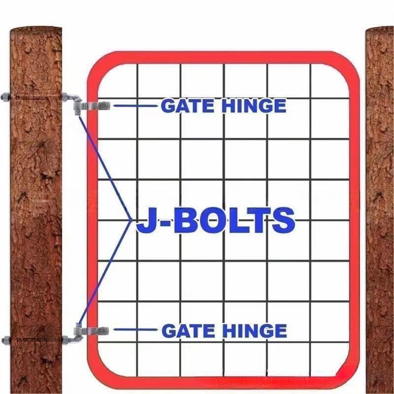 J-Bolt Post Hinge with 5/8" Hinge Pin Galvanized Post Gate Hinge for Chain Link Fence, Washers & Nuts Included (6" (2 Pcs)) - size: 6" (2 Pcs)