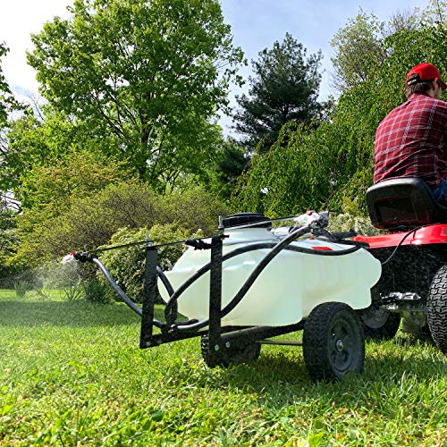 Brinly ST-152BH-A Self-Storing Tow Behind Lawn and Garden Sprayer with Collapsible Boom, 15-Gallon, Matte White - color: Matte White