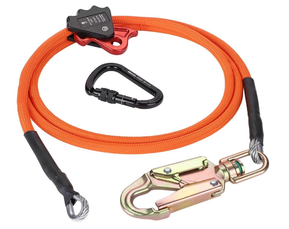1/2" X 12' Steel Wire Core Flipline, W/Better Grab Adjuster & Steel Swivel, Arborist Equipment Positioning Lanyard, Climbing Flipline for Fall Protection, Arborist, Tree Climbers (1/2’’ x 12 ft) - size: 1/2’’ x 12 ft
