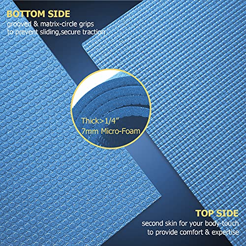 GXMMAT Large Yoga Mat 12'x6'/10'x6'/6'x8'(7mm), Extra Thick Workout Mats for Home Gym Flooring, Ultra Comfortable Non-Slip Quick Resilient Barefoot Wide Exercise Mat for Pilates, Stretching,Meditation - color: Blue Sky, size: 6*12 FT