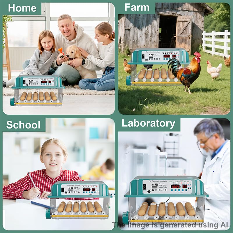 CoInceptus 36 Eggs Incubators for Hatching Eggs,Egg Incubator with 4 Automatic Incubate Mode,Chicken Incubator with Automatic Egg Turning Humidity Display,Quail Egg Incubator with Egg Candle - size: 36 Egg