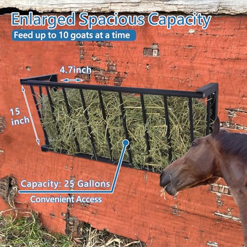 2Pcs Wall Mount Hay Rack 25 Gallon | 40'' Long Livestock Hay Feeder Carbon Steel Hay Feeder for Sheep, Goats, Horses, Indoor Outdoor Uses - size: 25INCH(2PCS)