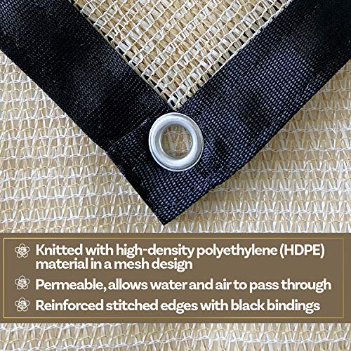 Alion Home HDPE 50% Sun Block Shade Cloth Garden Netting Fabric (6'x6'6'', Beige) - color: Beige, size: 6'x6'6''