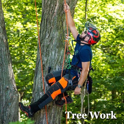 1/2 in x 100 ft Double Braid Arborist Rigging Rope, 48 Strands Polyester Bull Rope for Tree Work, Climbing, Pulling, Logging, Swing, Orange - size: 1/2inch x 100feet