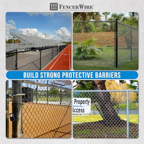 Fencer Wire 9 Gauge Green Vinyl Coated Galvanized Steel Chain Link Fence Fabric, Diamond Mesh Size 2-3/8 Inch, Galvanized Fencing Wire Roll for Garden and Animals Enclosure (4ft. x 50ft.)