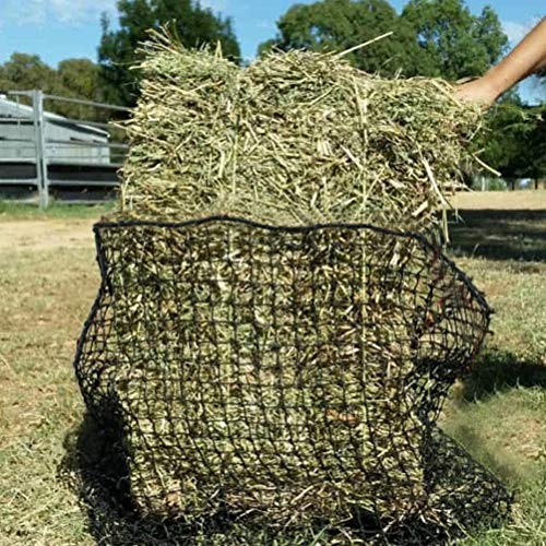 Aoneky Knotless Hay Net for Horses, Large Slow Feed Hay Bag 47 Inches, Fits 36x18x18 Square Bales, 1.5 Inch Opening, Durable Nylon Haynet Reduces Waste, Colic, Boredom, for Horses, Goats, Sheep, Pony - size: 1.5 inch
