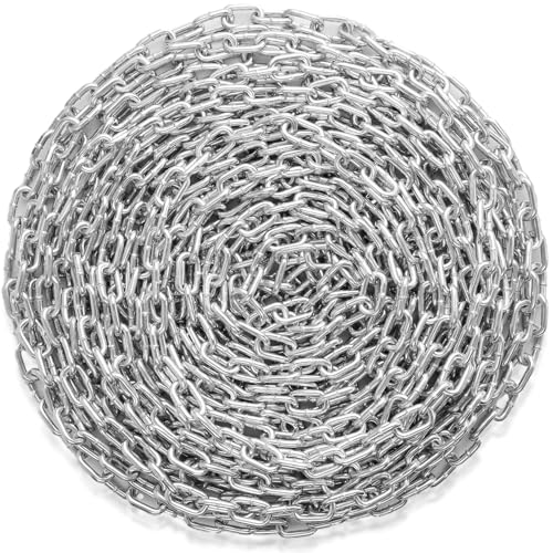 VEVOR Proof Coil Chain, 5/16" x 92', 1667 lbs Safe Working Load, Zinc Plated Proof Tested Coil Chain with Two Quick Links, Galvanized Carbon Steel Link Chain for Towing, Hanging, Camping, Pet Towing - size: 5/16 Inch x 92 Ft