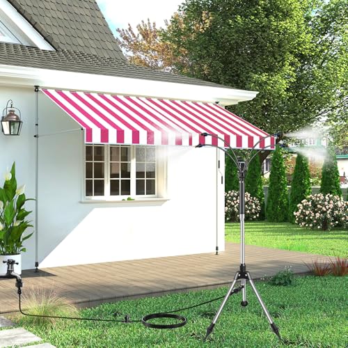 Misters for Outside Patio,Cymuber 26.5 FT Portable Water Mister for Cooling Outdoor, Flexible Stand Misting System with Adjustable Height for BBQ, Pet Playing, Patio Cooling, Backyard Garden