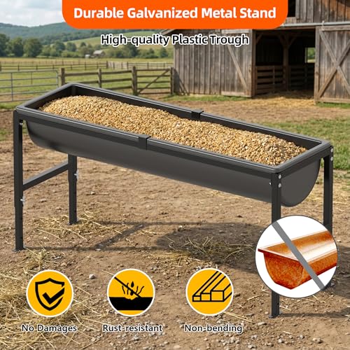 Livestock Water Trough 12 Gallon | Animal Waterer with Adjustable Stand, Easy to Assemble and Carry, Feeding Goat, Sheep, Horse, Dog in Farm - size: 1 PC