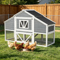 Outdoor Chicken Coop with Nesting Boxes, Wood Rabbit Hutch with Run | Hen House Poultry Bunny Cage For 4-6 Chickens Removable Tray for Easy Cleaning