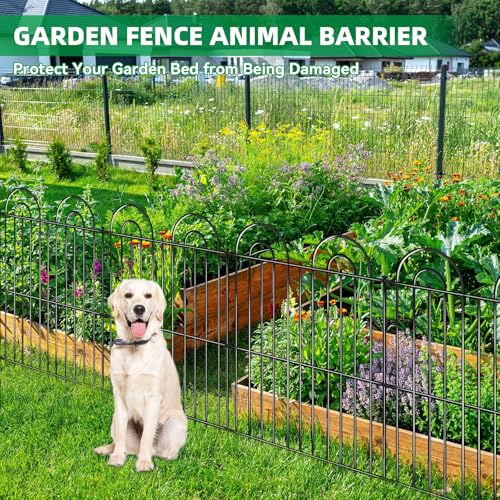 15 Panels No Dig Decorative Garden Fence, 32in(H) X 30ft(L) Tall Dog Fence Outdoor for Yard, Rustproof Metal Wire Garden Fencing Animal Barrier with Ground Stakes, Temporary Fencing for Patio Outdoor - color: Black, size: 15 Pieces, 32in(H) x 30ft(L)