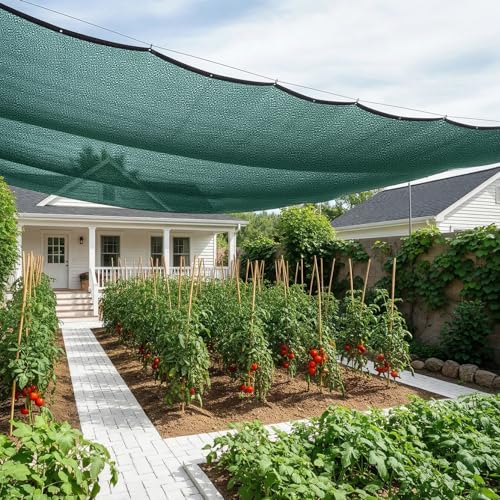 SUNNY GUARD Sun Shade Cloth, 12 x 20 FT Green HDPE Mesh | 65-75% Breathable shade cover creates a cooler space for plants, vegetables, greenhouses, patios, chicken coops, and kennels - color: 70 SHADE-GREEN, size: 12 FT x 20 FT