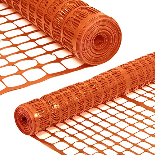 Sunnyglade 4X100 Ft Outdoor Snow Fence Plastic Temporary Fence Orange | Snow Fence Temporary Garden Safety Netting for Poultry,Rabbits, Chicken, Dogs