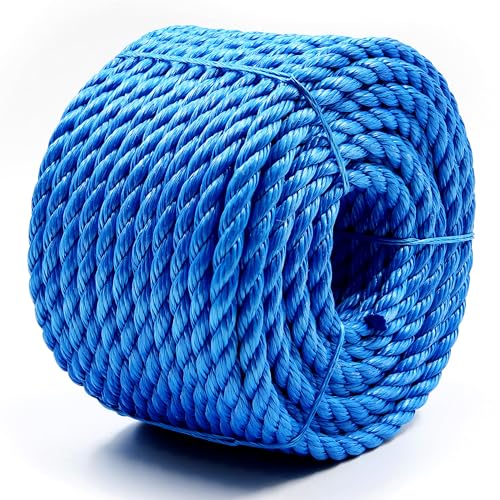 3142lbs Heavy Duty PP/Polyester/Nylon Rope, Blue, 3/8inX98FT | Weather-Resistant & Waterproof Rope for Pool, Camping, Construction & Rigging Applications - color: Blue, size: 3/8in X 98FT
