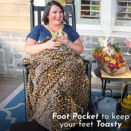 Luscious Leopard Sherpa Foot Pocket Blanket Non-Electric