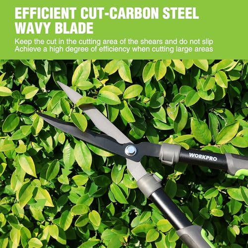 WORKPRO Garden Hedge Shears, 23" Manual Hedge Clippers/Bush Cutter | Gardening Shears with Steel Wavy Blade, Shock Absorbing Bumper, Ergonomic Handle for Pruning Borders & Shrubs - size: 23"