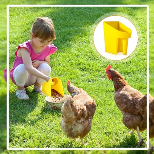 FillTouch 8 Pcs Feed Scoop 2 Qt Plastic Enclosed Heavy Duty Stackable Feed Scoop for Bird Horse Chicken Livestock Animal Ranchers Homesteaders Farmers(Yellow) - color: yellow