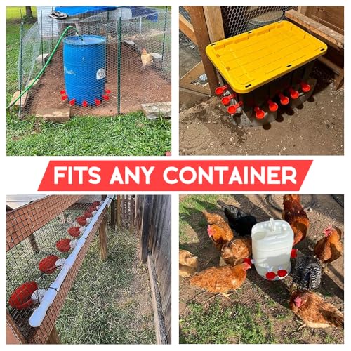 24 Pack Auto Chicken Poultry Waterer Cups Feeder for Diy Chicken Coop Automatic Watering Cup Dispenser Drinker Bebederos De Agua Para Gallinas with Mounting Hole Opener Double Leak-proof Washer - size: 24 Pcs
