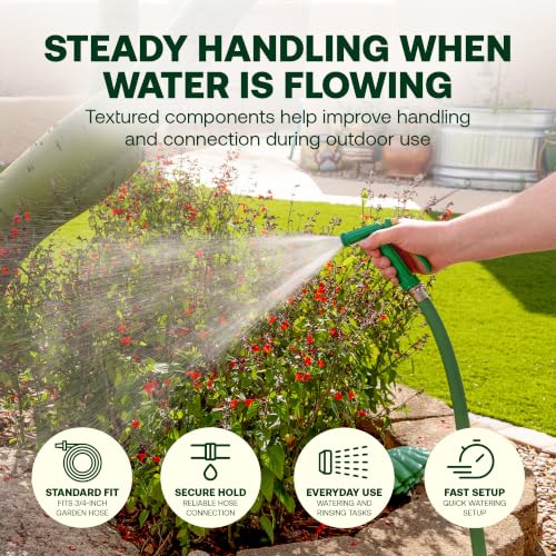 Rain Bird TRNZLMETAL Classic Rear Trigger Garden Hose Nozzle | Metal Pistol Grip Garden Hose Sprayer with Adjustable Multi-Pattern Spray, Threaded Front, 3/4 in. GHT Connection, Green - size: Adjustable Multi-Pattern