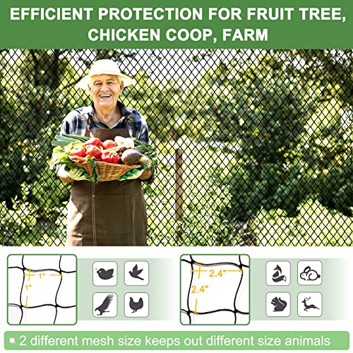 DQS Bird Netting for Garden 25x25ft, 1" Mesh Poultry Net for Chicken Coop | Heavy Duty Nylon Garden Netting, Fruit Tree Netting for Blueberry Bushes, Vegetable Against Squirrels, Deer - size: 1", 25' x25'