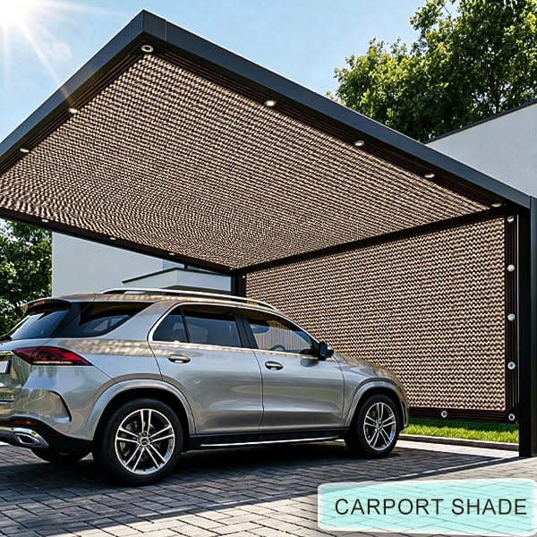 Shade Cloth Garden Plants,70% Sunblock Shade Neting - Mesh Tarp with Grommets for Patio Plants Greenhouse Kennel Porch Pergola Sun Protection Neting Cover, Brown 6x12FT - size: 6×12FT