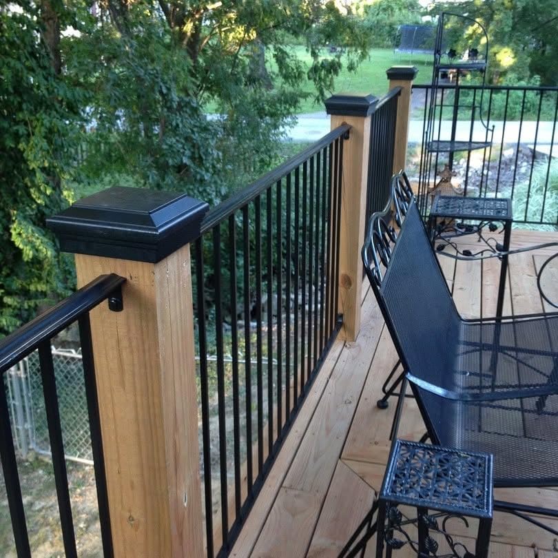 4x4 Black Flat Post Cap Most Common fits (3.5"x3.5" up to 3.75"x3.75") Pressure Treated Post. Newel Newport Top for Outdoor Fences, Mailboxes & Decks, UV Stable Polymer | UV stable polymer, American made, patented installation, corrosion resistant, weathe