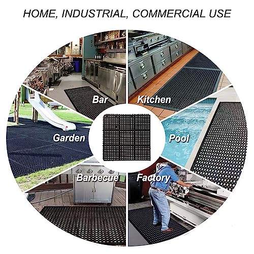 Anti-Fatigue Rubber Floor Mat - NANBOWANG Commercial Grade Grease Resistant Non-Slip Recycle Tyre Floor Mats for Restaurant Kitchen Bar Garden Outdoor Wet Area(24"X36") - size: 24"x36"