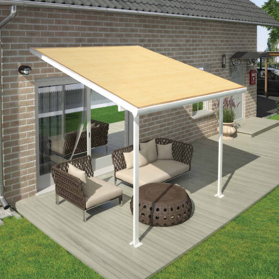 Shatex 90% Sun Shade Fabric, 12x16ft Sun-Block Net Mesh Shade with Clips for Pergola Cover Porch Vertical Screen, Beige - size: 12x16ft with Clips - Beige