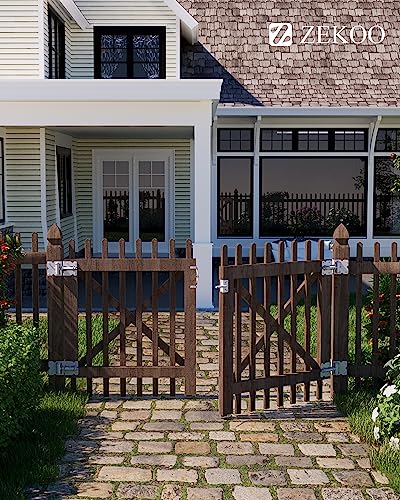 ZEKOO Stainless Steel Vinyl Fence Gate kit, Self Closing Gate Hinge & Latch | Rust Proof, Use for Vinyl Fence Gate and Wood Fences Gate, Heavy Duty 1 Gate Latch 2 Gate Hinges (White) - color: White One Set