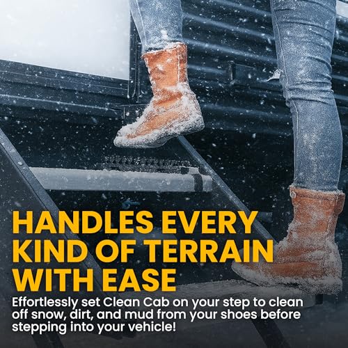 Universal Fit Truck Step Mounted Brush - Heavy Duty Boot Brush for Trucks, RVs, SUVs, and Semis - Easy Velcro Mounting - Perfect for Camping, Jobsite, and Home - Durable and Reliable