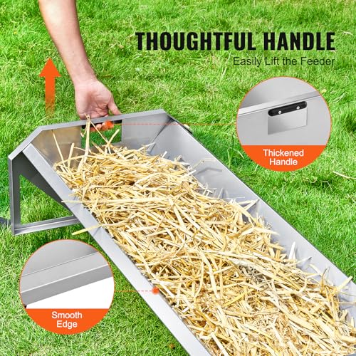 VEVOR Livestock Feeding Trough, 22 Gallon Capacity, 45" Hay Feeder, Heavy Duty Steel Livestock Trough, Galvanized Steel Sheep Feeder Trough Feeding up to 10 Goats for Horse Sheep Hog Farm Sheds Pen - size: 1 Count (Pack of 1)