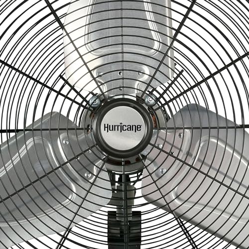 Hurricane Pro Commercial Grade Oscillating Wall Fan, 3 Speeds, Black, 20in | Metal Wall Mount Corded Electric Air Cooling Unit w/ Powerful 4600 CFM Airflow for Home, Garage, Gym, Workshop & Greenhouse - style: 20" Pro Commercial Grade