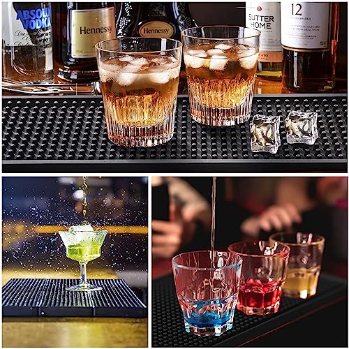 3PCS Black Rubber Bar Service Spill Mat, Bar Mat Set for Countertop | Flexible Barber Station Mat, Waterproof Home Bar Mats Restaurant Service Mat Nonslip Drying Mat - 24x3 & 18x12 & 12x6inch - size: Set of 3 Sizes