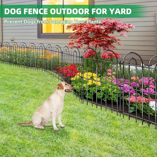 25 Panels Decorative Garden Fence, 32 in(H) X 50 ft(L) No Dig Dog Fence Outdoor for Yard, Rustproof Tall Metal Garden Fencing Animal Barrier with Ground Stakes, Temporary Fencing for Patio Outdoor - color: Black, size: 25 Panels, 32in(H) x 50ft(L)