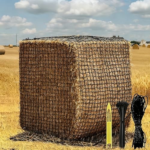 6x6 ft Square Bale Hay Net - Large Slow Feeder for Horses & Livestock, Knotless Design Slow Feeder Hay Nets, Fits 4x4ft 5x5ft 6x6ft Round & 3x3x8ft 4x4x8ft 5x5x8ft Square Bales (Black-Square) - color: Black-Square