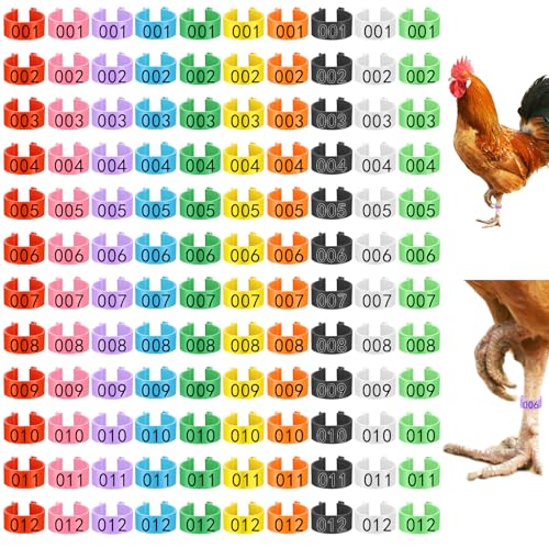 120 Pcs Chicken Leg Bands, 10 Color Numbered Chicken Leg Rings Identification Band Chick Tags for Legs Poultry Foot Rings Legs Bands for Poultry Identification, Number Arrangement 1-12 (16mm)