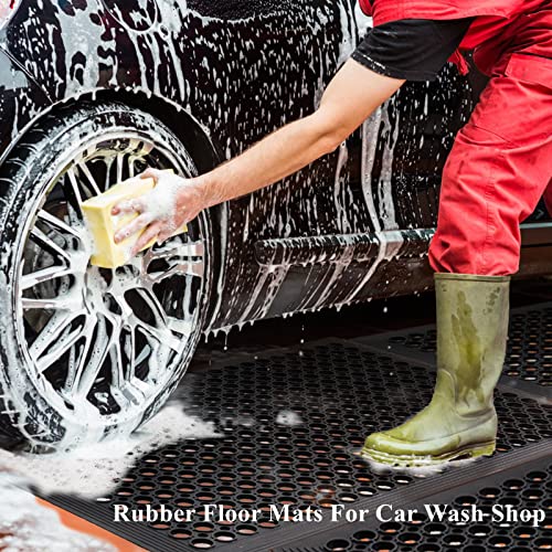 Rubber Floor Door mat Anti-Fatigue Commercial Restaurant Floor Mats 36" x 60" New Heavy Duty Non Slip Rubber Kitchen Drainage Mat Black Bar Floor Mat - size: 60"L x 36"W x 0.4"Th
