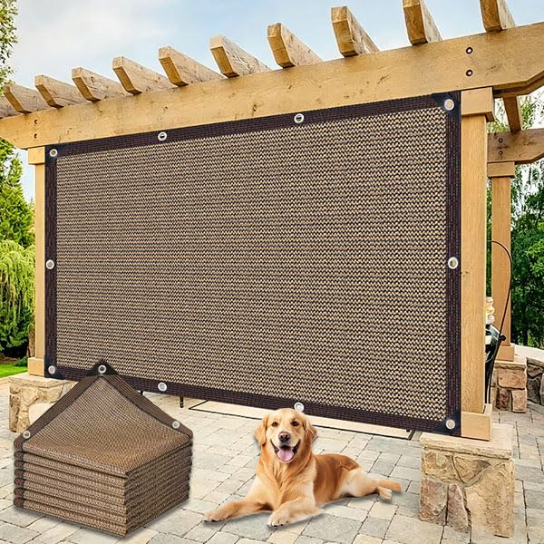 70% Shade Cloth - Sun Shade Cloth Mesh Tarp with Grommets Pergola Shade Cover Canopy, Mesh Tarp Sun Screens for Patio, Outdoor, Garden, Backyard Brown 4x8 FT - size: 4X8FT