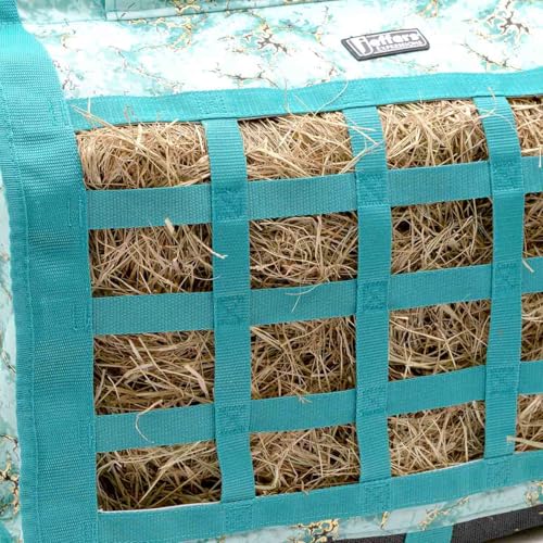Jeffers Expression Extend Feed Hay Bag for Horses - Bloomin Toolin | Slow Feed Hay Bag Holds Up to 2 Hay Flakes for Daily Feeding, Travel or Farm Events | 600 Denier Material with Mesh Bottom